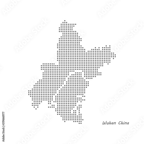 Dotted map of Wuhan China. Vector eps10