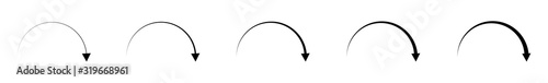 Arrow Icon Black | Circle Arrows | Infographic Illustration | Direction Symbol | Curved Loading Logo | Up Sign | Isolated | Variations