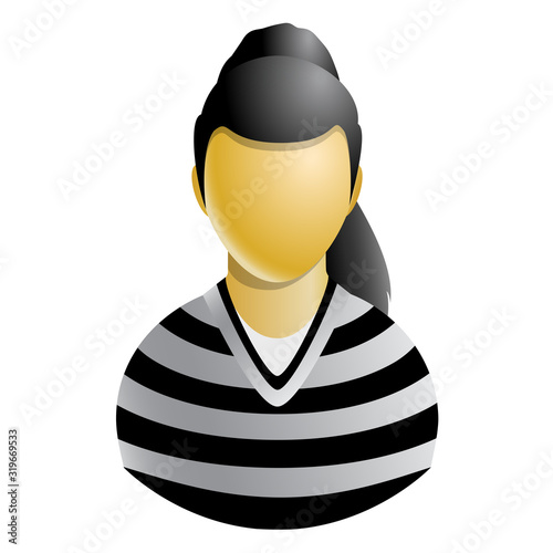 Prisoner asian woman avatar icon isolated on white background. Vector illustration