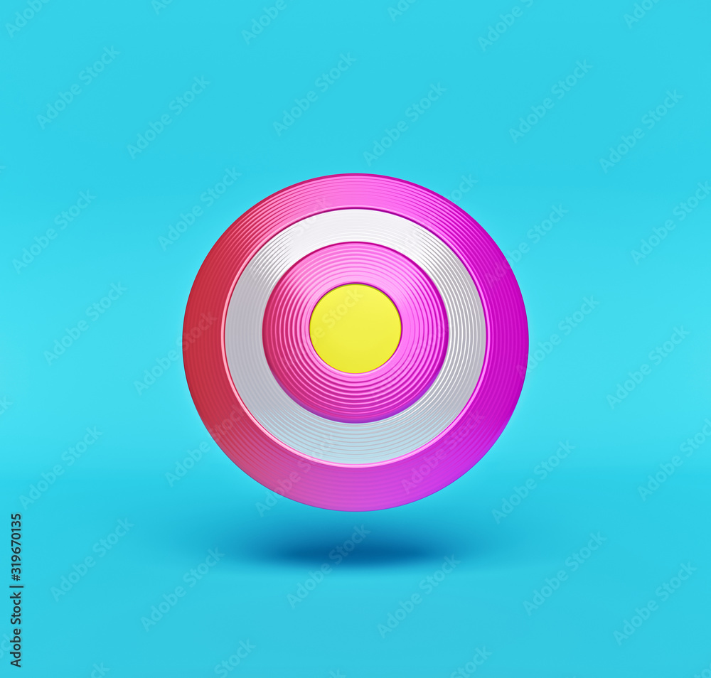 super hero style round shaped shield isolated on blue background. minimal style. 3d rendering super hero style round shaped shield isolated on blue background. minimal style. 3d rendering