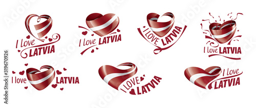National flag of the latvia in the shape of a heart and the inscription I love latvia. Vector illustration photo