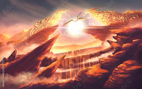 Fantasy sky of canyon landscape