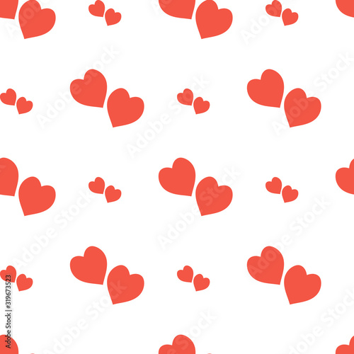 Seamless pattern in lovely red hearts on white background for fabric  textile  clothes  tablecloth and other things. Vector image.