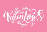 Happy Valentine's Day - cute hand drawn doodle inspiration lettering postcard. Love background with heart.