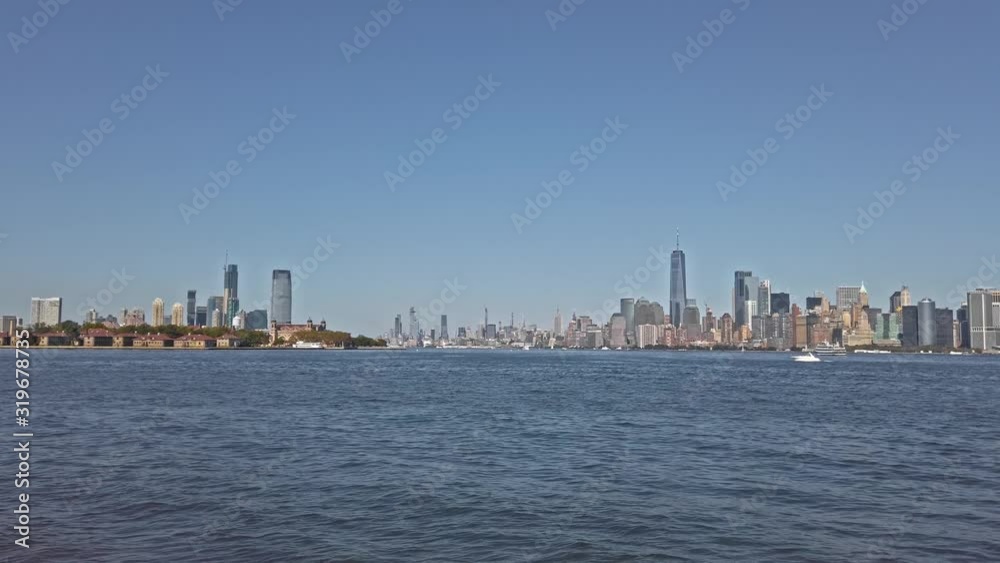 Panoramic shot of Manhattan island and Hudson river Panoramic shot of Manhattan island and Hudson river