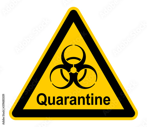 wso458 WarnSchildOrange - Warnzeichen - english text - Quarantine. - biohazard / biological hazard warning sign / symbol - infection risk / virus infection - xxl e8989