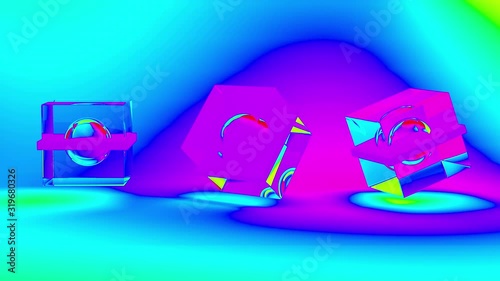 Abstract 3d rendering with cubes, animated background with moving geometric shapes. Seamless 4k video.	