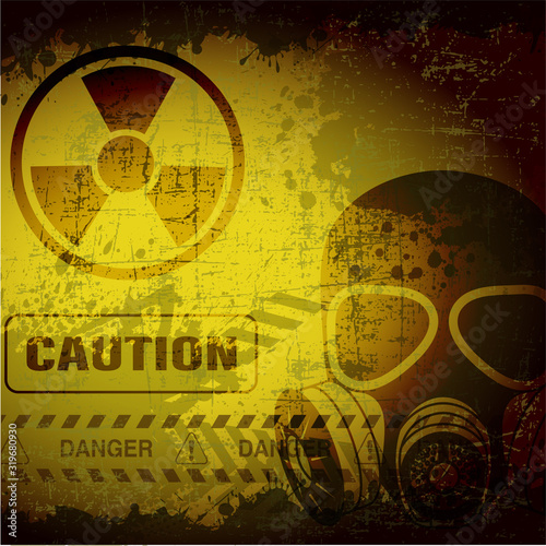 Radiation infection poster in grunge style vector illustration