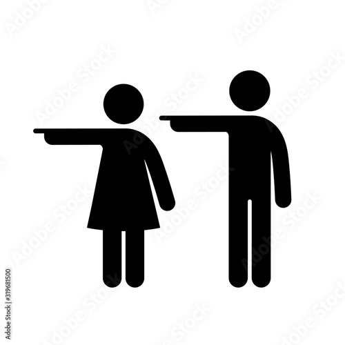 WC sign Icon indicate direction, show the way Vector Illustration on the white background. Vector man & woman icons. Toilet symbo