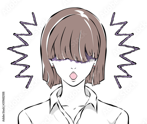 前髪で目を隠した女性のショック