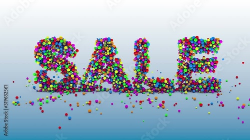 Winter sale 3D text, abstract 3d rendering with moving geometric shapes. Seamless 4k video.	