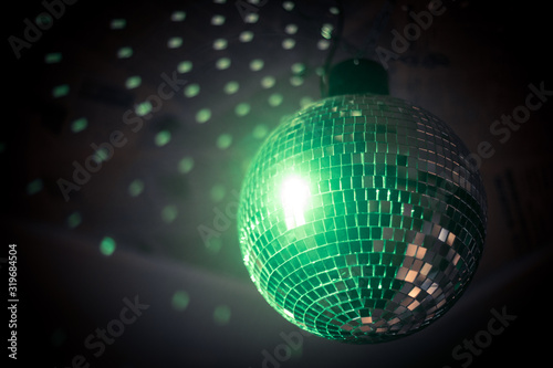 Shiny disco ball in a night club