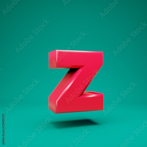 Free Download Pink 3d letter Z lowercase on mint background. 3D rendering. Best for anniversary, birthday party, celebration. - GFXLoad