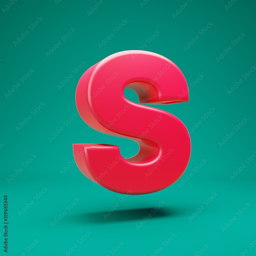 Pink 3d letter S uppercase on mint background. 3D rendering. Best for anniversary, birthday party, celebration. Pink 3d letter S uppercase on mint background. 3D rendering. Best for anniversary, birthday party, celebration.