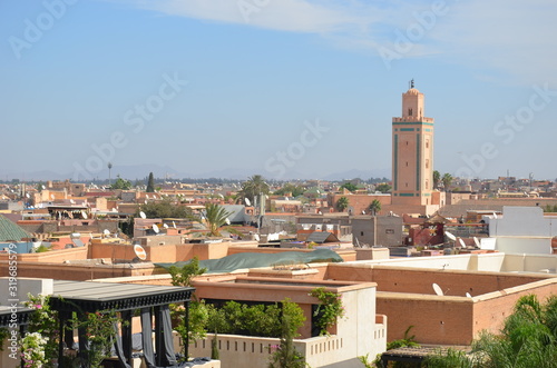Vue panoramique souks Marrakech médina toit ciel photo