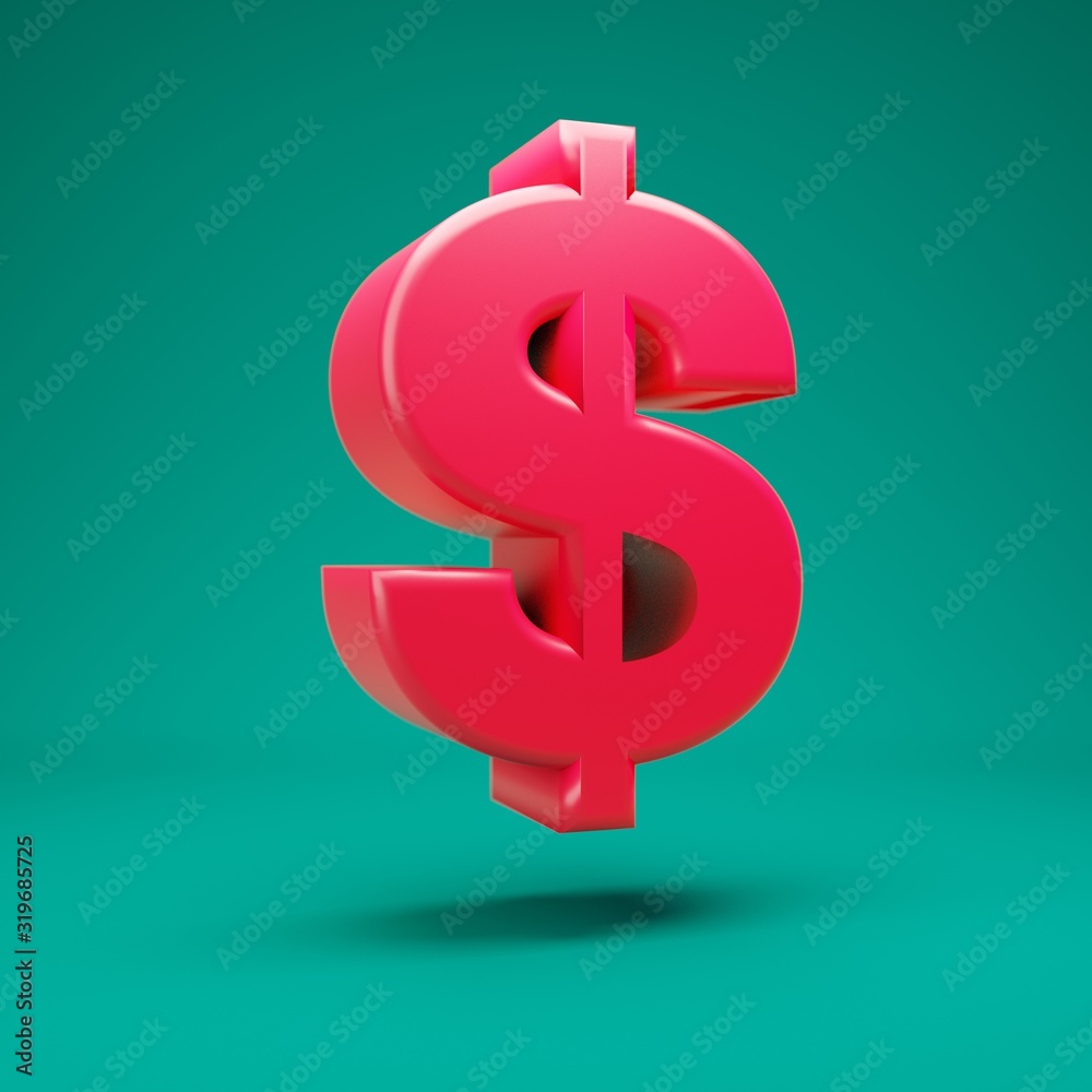 Pink 3d dollar symbol on mint background. 3D rendering. Best for anniversary, birthday party, celebration. Pink 3d dollar symbol on mint background. 3D rendering. Best for anniversary, birthday party, celebration.