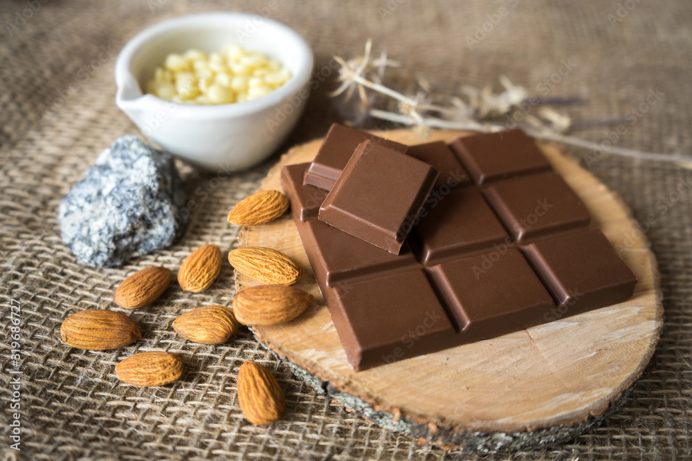 chocolate with cocoa butter and almonds chocolate with cocoa butter and almonds