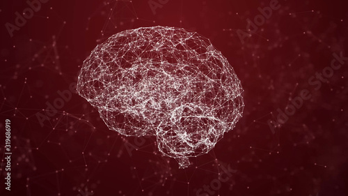 Artificial intelligence ( AI), Rotating human brain animation, modern computer technologies concepts. Deep learning, Big Data, Robotic system. Brain connect digital lines, Artificial intelligence. The