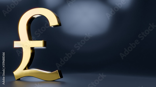 Golden Pound Symbol - 3D Rendering