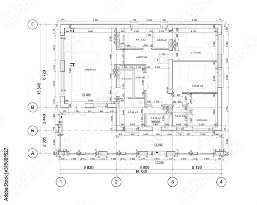 Detailed architectural private house floor plan, apartment layout, blueprint. Vector illustration