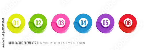 Infographic design template with numbers six option. Coloful stroke.template for business, presentations, web design.vector