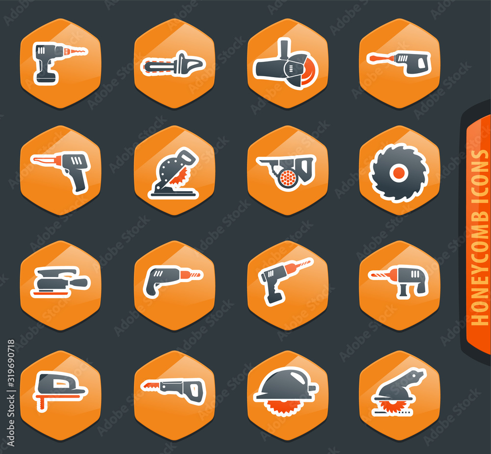 Power tools icons set Power tools icons set