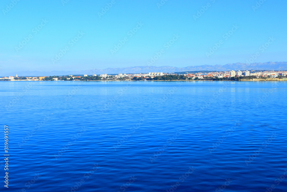 Zadar, touristic destination in Croatia, panoramic view from the sea 