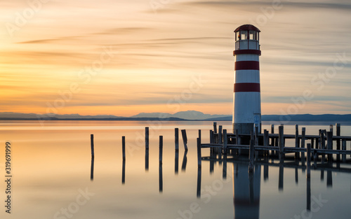 Lighthouse on lake Neusiedlersee in Podersdorf Burgenland