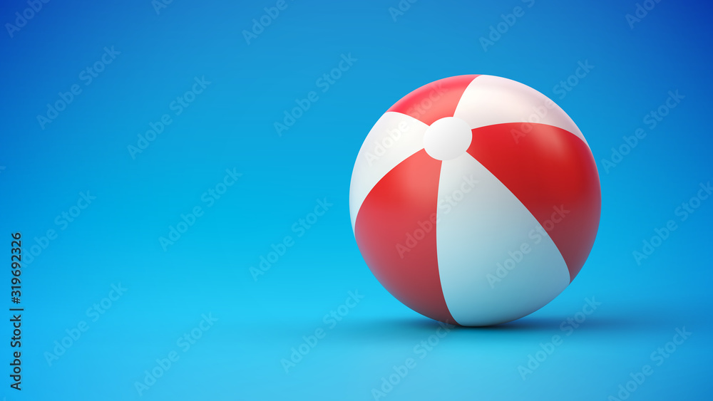 Red and white beach ball on blue gradient background Stock-Vektorgrafik