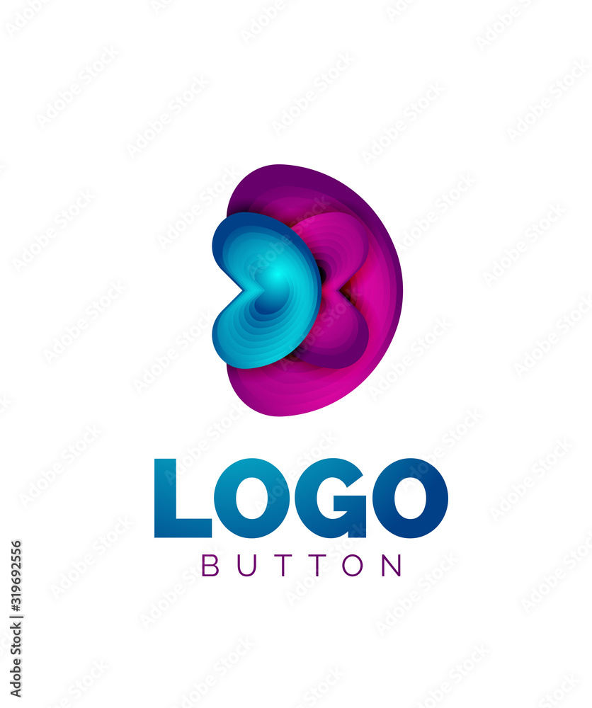 Abstract round shape logo template. Minimal geometrical design, 3d geometric bold symbol in relief style with color blend steps effect. Vector Illustration Abstract round shape logo template. Minimal geometrical design, 3d geometric bold symbol in relief style with color blend steps effect. Vector Illustration