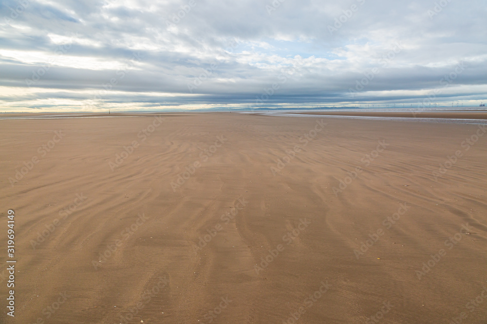Ripples in the sand, on the vast Beach in Formby, Merseyside