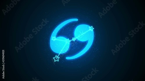 Cancer zodiac constellation icons signs with galaxy stars background, Astrology symbol horoscope