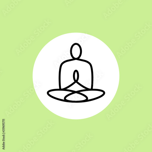 Vector isolated linear icon of yogi in lotus asana