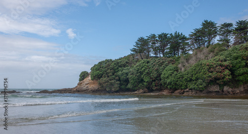 Rivermouth. Ngataki stream. Rarawa Beach. Mangrove. Henderson Bay. Northland New Zealand. Coast