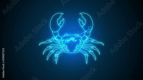 Cancer zodiac constellation icons signs with galaxy stars background, Astrology symbol horoscope