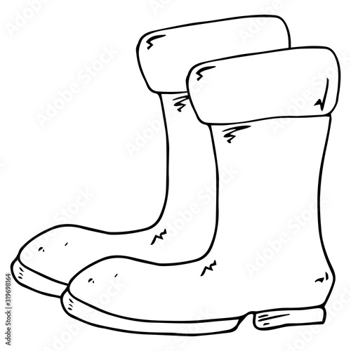 Garden rubber boots. Vector illustration of rubber boots. Spring rubber boots for gardening.