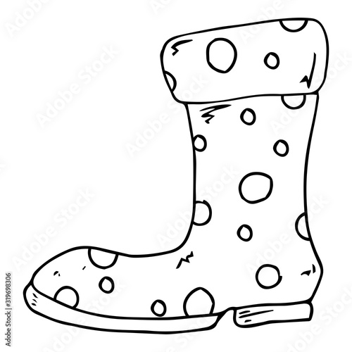 Garden rubber boots. Vector illustration of rubber boots. Spring rubber boots for gardening.