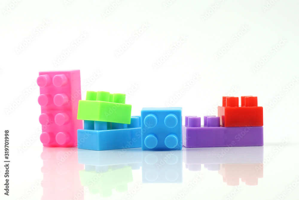 colorful building blocks isolated on white background colorful building blocks isolated on white background