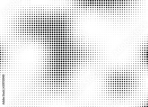 Abstract halftone dotted background. Monochrome grunge pattern with dot and circles.  Vector modern pop art texture for posters, sites, business cards, cover, postcards, labels, stickers layout.