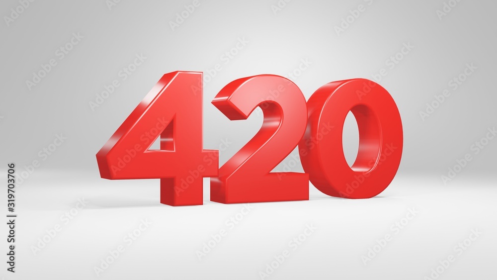 Number 420 in red on white background, isolated glossy number 3d render Number 420 in red on white background, isolated glossy number 3d render