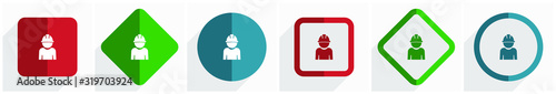 Engineer, worker, manager, employe icon set, flat design vector illustration in 6 options for webdesign and mobile applications in eps 10