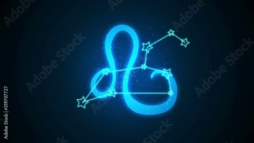 Leo zodiac constellation icons signs with galaxy stars background, Astrology symbol horoscope