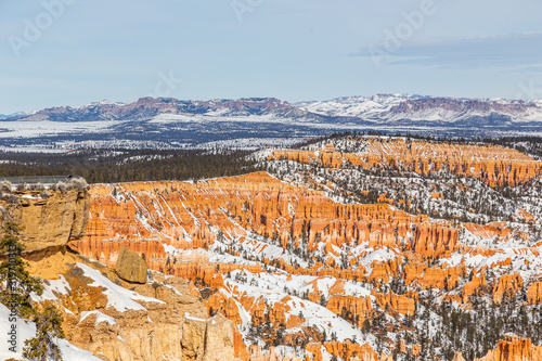 Bryce Canyon National Park in Winter covered with snow