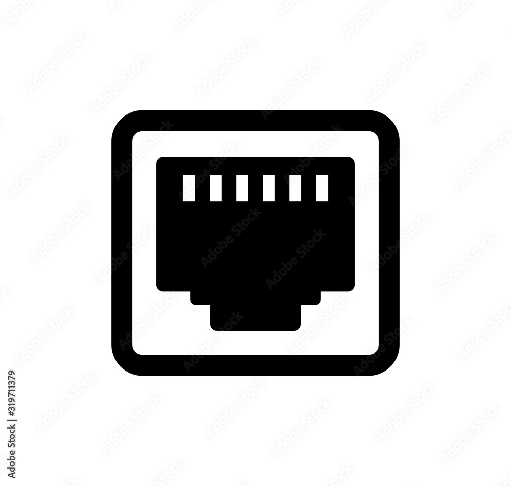 Lan connector (plug) vector icon illustration - obrazy, fototapety, plakaty 