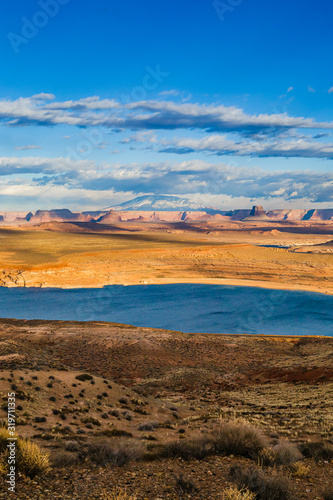 Lake Powell seen from the Wahweap Overlook in Page, Arizona USA