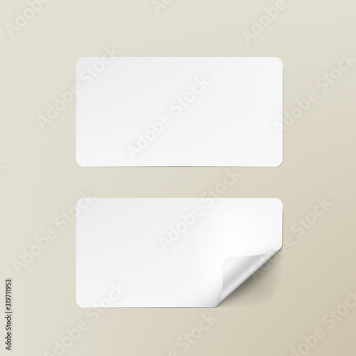 Realistic White Round Corner Paper Adhesive Cards