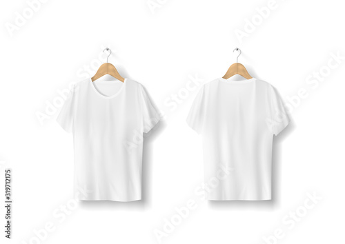 Blank White T-Shirts Hanging On White Wall