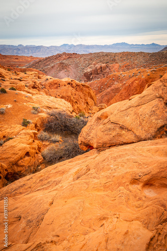 Red desert landscape of the Valley of Fire State Park, USA