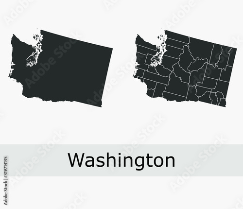 Washington vector maps counties, townships, regions, municipalities, departments, borders