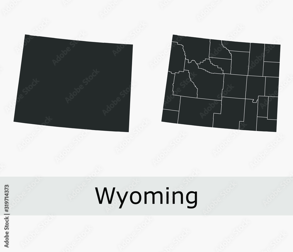 Wyoming vector maps counties, townships, regions, municipalities